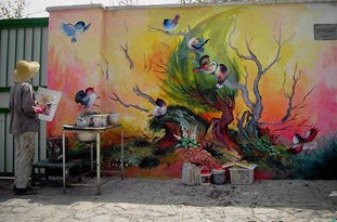اجرای ۱۵۰۰ متر نقاشی دیواری در صالح‌آباد/ بهره‌گیری از طرح‌های به‌روز